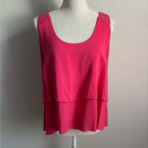 Anthropologie Double Layered Lace Strap Tank Pink